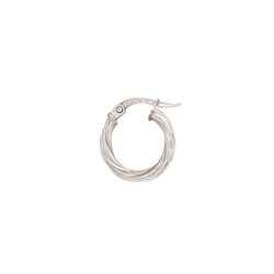 9ct White Gold Twist Hoop Earrings