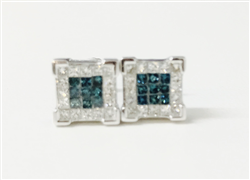 18ct Blue & White Diamond Studs