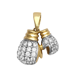 9ct YG Cz Boxing Gloves Pendant