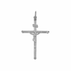 9ct White Gold Plain Hollow Crucifix Cross Pendant