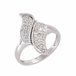 9ct White Gold Diamond Rope Swirl Ring - N