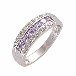 Diamond & Tanzanite Ring 9ct White