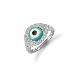 9ct White Gold Diamond Evil Eye Ring - N