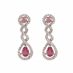 Diamond & Pink Sapphire Twist Drop Earrings