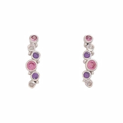 9ct White Gold Diamond, Canary Yellow  &  Peridot CZ  Bubbles Earrings