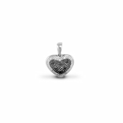 9ct Black & White Diamond Heart Pendant