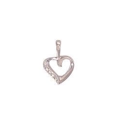 9ct White Gold Diamond Open Heart Pendant