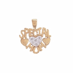 9ct Yellow Gold Diamond Mum Heart Pendant