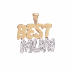 9ct Yellow Gold Diamond Best Mum Heart Pendant