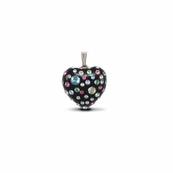 9ct Yellow Gold Multicolour CZ & Black Resin Heart Pendant