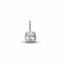 9ct White Gold CZ Solitare Cushion Cut Pendant