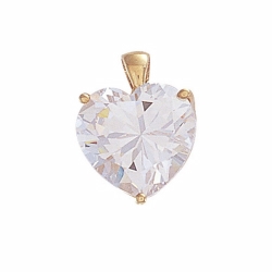 9ct Yellow Gold CZ Heart Pendant