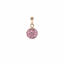 9ct Yellow Gold 7.5mm Pink Crystal Ball Pendant