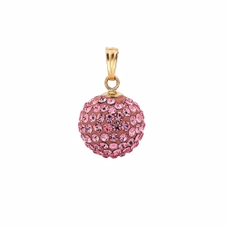 9ct Yellow Gold 11.5mm Pink Crystal Ball Pendant