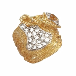 9ct YG Cz Saddle Ring