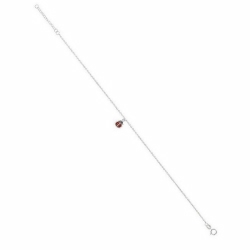 Sterling Silver Enamelled Ladybird Charm Anklet