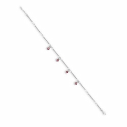 Sterling Silver Purple Crystal Drop Anklet