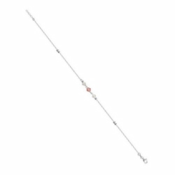 Sterling Silver White & Pink Crystal Anklet