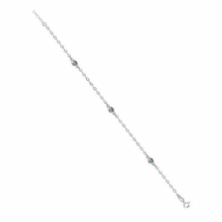 Sterling Silver Green CZ Anklet