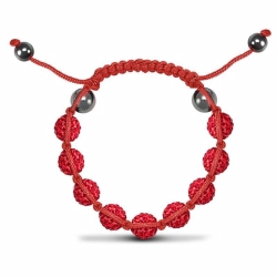 10mm Unisex Red Crystal Ball & Red String Bracelet
