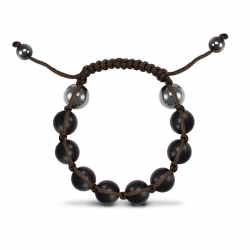 12mm Unisex Brown Wood Ball & Brown String Bracelet