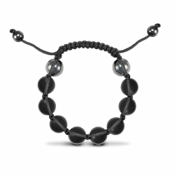 12mm Black Wood Black String Bracelet