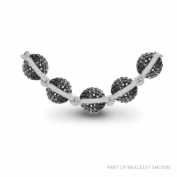 12mm Gents Black Crystal Ball & White String Bracelet