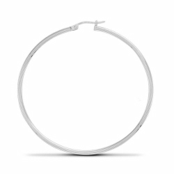 Silver Thin Hoop Earrings - 50mm