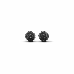Sterling Silver 8mm Black Crystal Stud Earrings