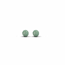 Sterling Silver 6mm Green Crystal Stud Earrings