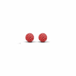 Sterling Silver 6mm Red Crystal Stud Earrings