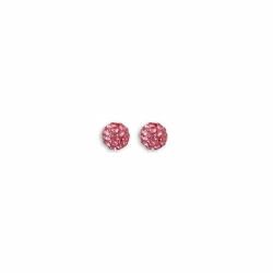 Sterling Silver 6mm Pink Crystal Stud Earrings