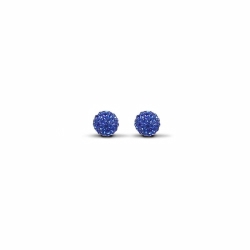 Sterling Silver 6mm Blue Crystal Stud Earrings