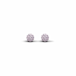 Sterling Silver 6mm Lilac Crystal Stud Earrings