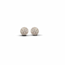 Sterling Silver 8mm Champagne Crystal Stud Earrings