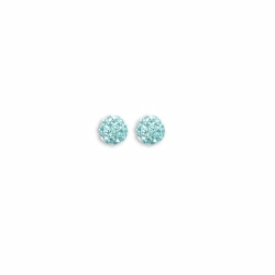 Sterling Silver 6mm Baby Blue Crystal Stud Earrings