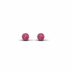 Sterling Silver 6mm Fuschia Crystal Ball Studs