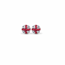 Sterling Silver 10mm England Flag Crystal Stud Earrings
