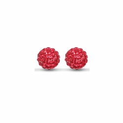 Sterling Silver 10mm Red Crystal Stud Earrings