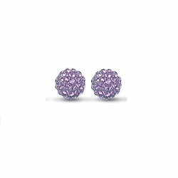 Sterling Silver 10mm Lilac Crystal Stud Earrings