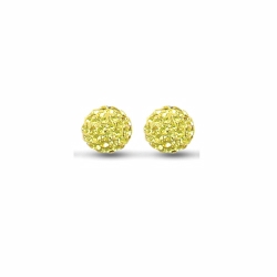 Sterling Silver 10mm Yellow Crystal Stud Earrings