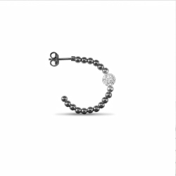 Black Rhodium Cz Ball Hoop Earrings