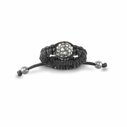 8mm Charcoal Crystal Ball Adjustable Ring