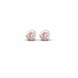 8mm Pink Studs Earrings Silver