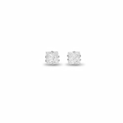 6mm Cz Princess Studs Silver