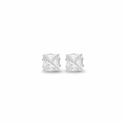 8mm Cz Princess Studs Silver