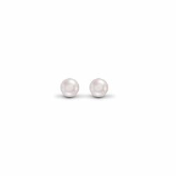 6mm Synthetic Pearl Stud Earrings Silver 925