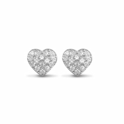 Medium Cz Silver Heart Studs