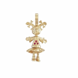 9ct Yellow Gold CZ Moveable Naughty Girl Pendant