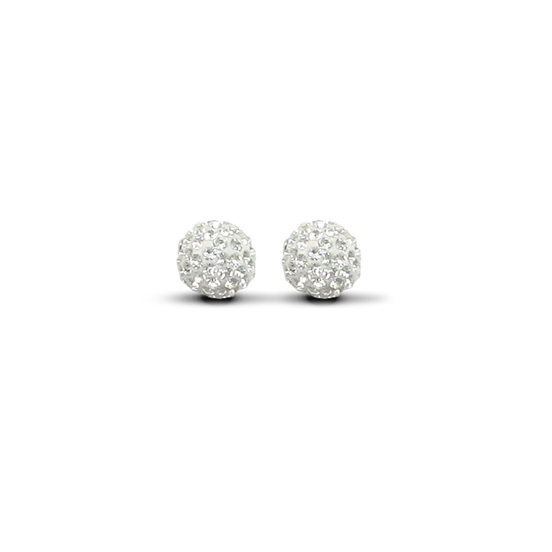 9ct Yellow Gold 8mm White Crystal Stud Earrings